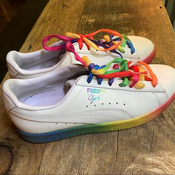 Puma Clyde Pride Shoes Mens sz 6 Rainbow Casual Sneakers LGBTQ 365742-01 - Picture 13 of 13
